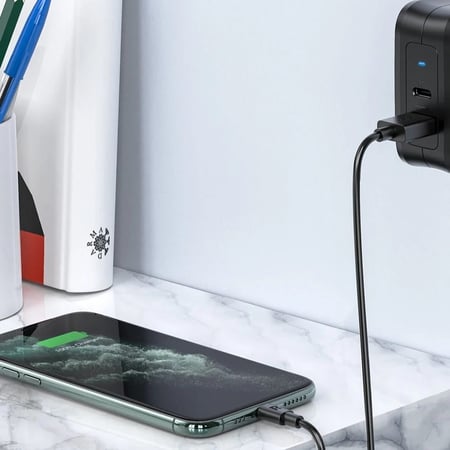 راف باور - سلك يو اس بي الى لايتننق بطول 1 متر - اسود