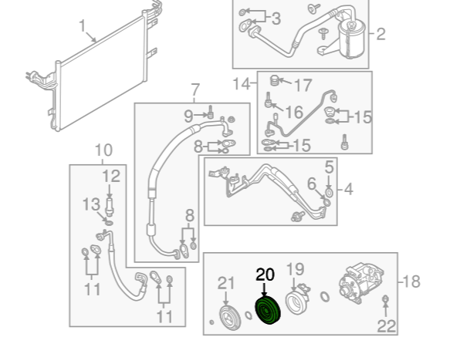 بكرة كمبروسر مكيف MKS/MKT/تورس/F150/فليكس 12/08