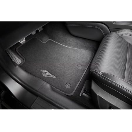 Front Floor Mats with Running Pony Logo Black Mustang 15-26