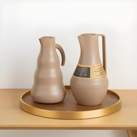 من طقم ترامس شاي وقهوة استيل - رملي