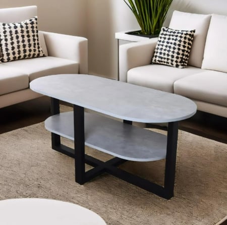 طاولة قهوة بيضاوي بسطح خشب صناعة ماليزي لونين اختيارية