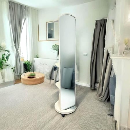 مراية خشبية بقاعدة متحركة وخمسة ارفف