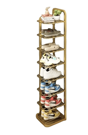 منظم أحذية حديد 8 طوابق ذهبي مطفي