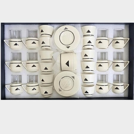 طقم كاسات ضيافة فاخر 38 قطعة بيج