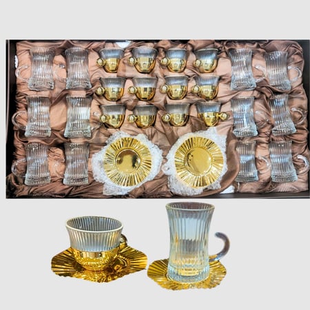 طقم كاسات فاخر 36 قطعة ابيض ذهبي