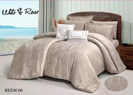 لحاف كينج توليب جاكار بني فاتح 8 قطع