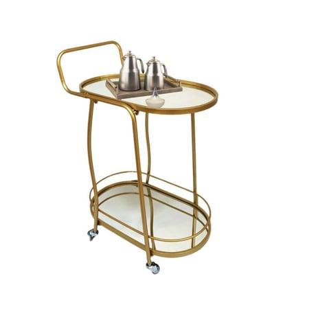 عربية تقديم ترولي متحركة ذهبي