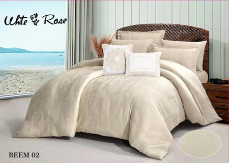 لحاف كينج توليب جاكار بني فاتح 8 قطع