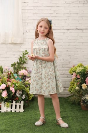 فستان بناتي فستقي مورد