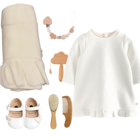 فستان تيد بيكر ابيض كم طويل (بناتي)