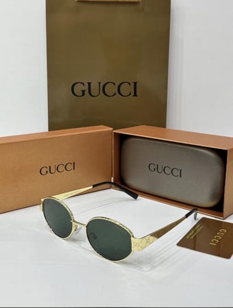 نظارة  gucci - إطار ذهبي - عدسة - أخضر