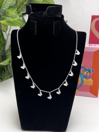 سلسال فضي فراشات  فضة عيار 925