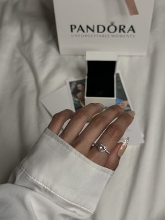 خاتم باندورا PANDORA فضي كرستالة وردي