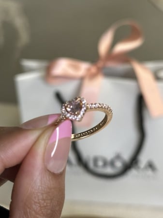 خاتم باندورا PANDORA قولد روز قلب وردي