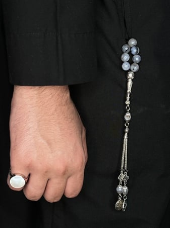 خاتم ملكي فضة عيار( 925 ) لون لؤلؤي