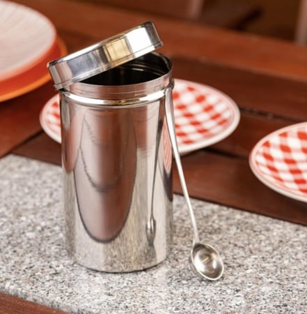 علبة ستانلس ستيل مع ملعقة