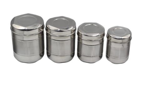 علب سكر و شاي ستيل مضلع طقم