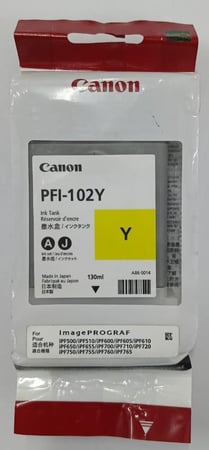 canon PFI- 102Y ink for imagePROGRAF iPF500/iPF510/iPF600/iPF605/iPF610 iPF650/iPF655/iPF700/iPF710/iPF720 iPF750/iPF755/iPF760/iPF765