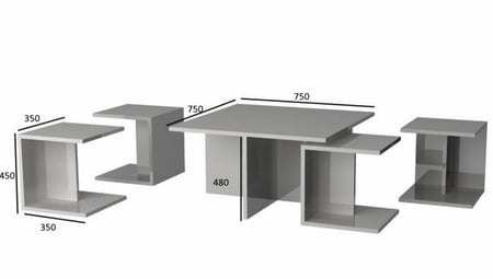 طاولة قهوة اربع قطع ابيض