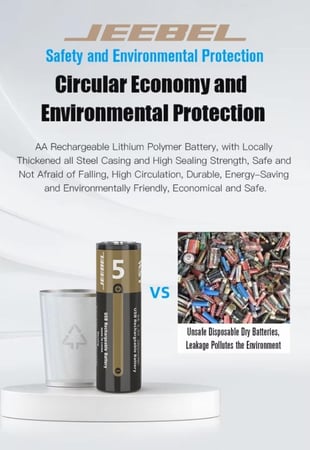 بطاريات Jeebel AA ليثيوم قابلة لإعادة الشحن حتى 1200 مرة