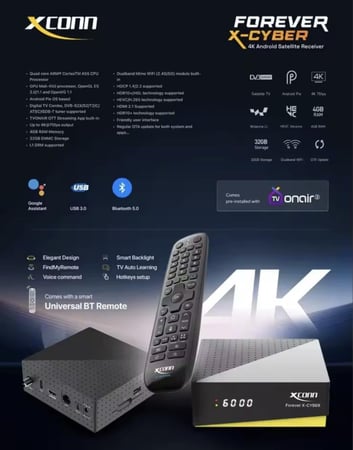 رسيفر اكسكون اندرويد - Xconn cyber android 4K