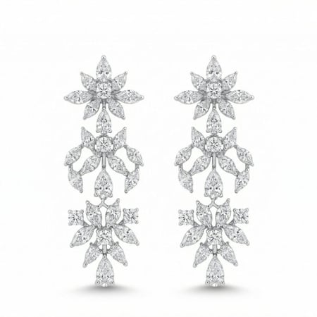 حلق الماس ذهب ابيض عيار18