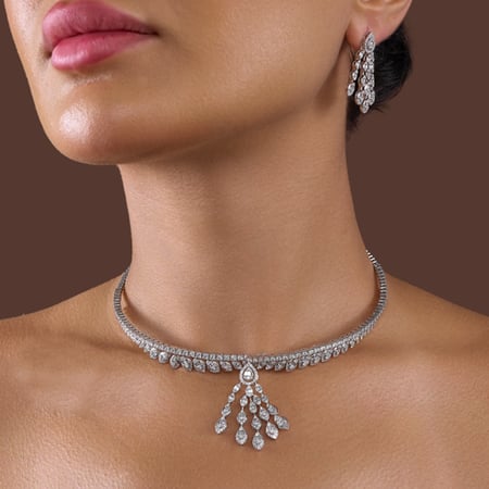 عقد الماس ذهب ابيض عيار18