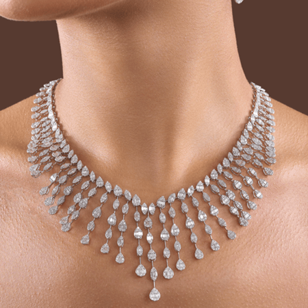 عقد الماس ذهب ابيض عيار18