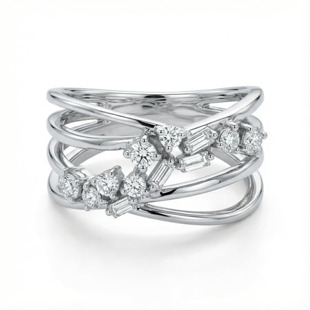 خاتم ذهب أبيض والماس عيار 18