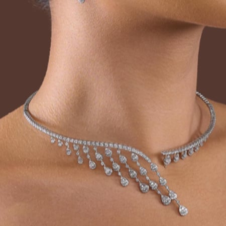 عقد الماس ذهب ابيض عيار18