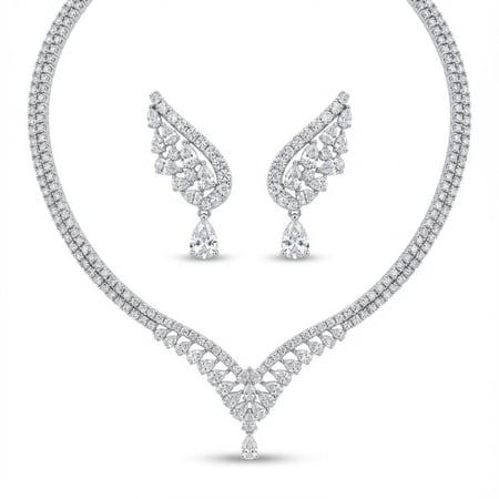 نصف طقم ذهب ابيض و الماس