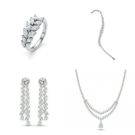 طقم ذهب ابيض والماس