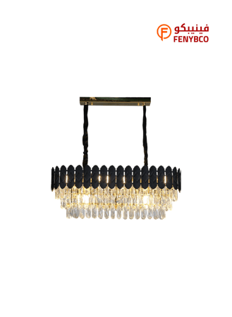 نجف مودرن أسود مع ذهبي مقاس 100×35 سم – 14 لمبة E14 بتصميم فاخر