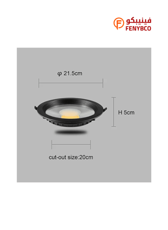 كرتون 20 حبة سبوت لايت جرم اسود 20 سم 30 واط ابيض ثلجي