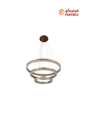 نجف مودرن مقاس 80 مع 40 مع 60 سم ذهبي لون الانارة 3اضاءات 125 واط