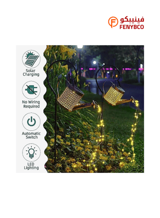 كشاف حديقة غرس ابريق تعمل بالطاقة الشمسية اسود مع لون الانارة ملون 7 الوان