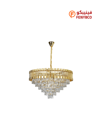 ثريا مودرن ذهبية مقاس 80 سم – 15 لمبة E14 بتصميم أنيق وفاخر