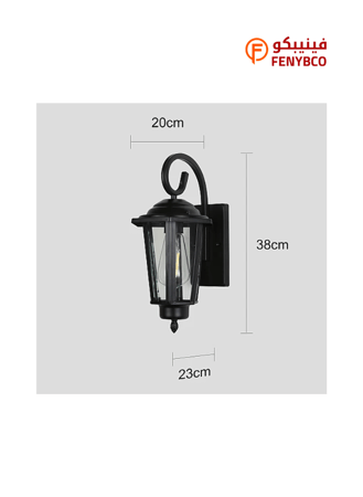 فانوس جداري خارجي أسود بتصميم عملي ومقاوم للعوامل الجوية