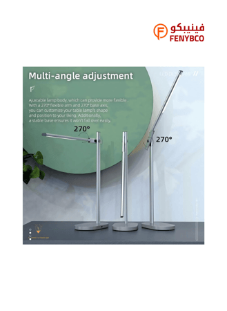 مصباح طاولة فضي مودرن بثلاثة أوضاع إضاءة فاخرة