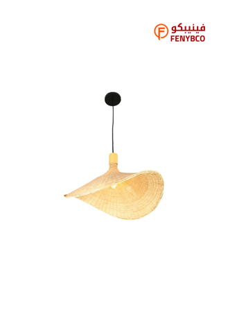 علاقي مفرد بتصميم قش طبيعي حديث – قطر 50 سم | قاعدة E27