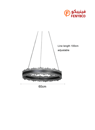 نجف مودرن اسود لون الانارة 3 اضاءات 60 سم 85 واط