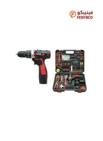 دريل شحن 12V مع 2 بطارية وشنطة عدة – طقم أدوات متكامل