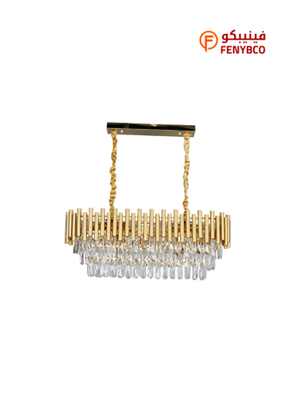 نجف مودرن ذهبي مقاس 80 سم – 10 لمبات E14 بتصميم أنيق