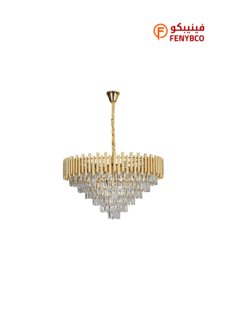 ثريا مودرن ذهبية مقاس 80 سم – 15 لمبة E14 بتصميم فاخر