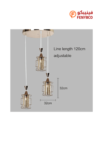 علاقي ثلاثي ذهبي بتصميم أنيق – قاعدة E27 × 3