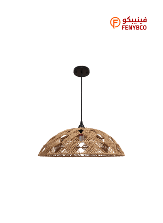 علاقي خشبي بني غامق قطر 50 سم – قاعدة E27 بتصميم طبيعي أنيق