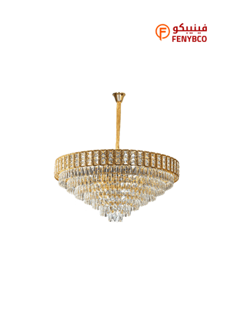 ثريا مودرن ذهبية مقاس 100 سم – 15 لمبة E14 بتصميم فاخر