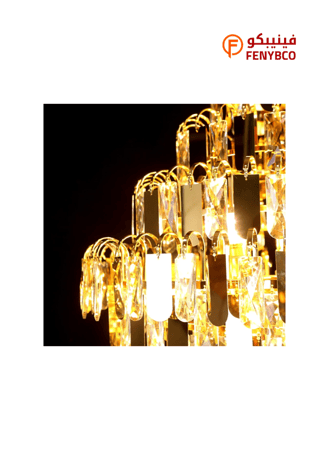ثريا كريستال ذهبية قطر 60 سم – 15 لمبة E14 بتصميم فاخر