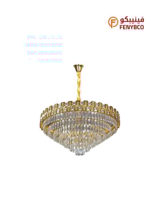 ثريا مودرن ذهبية بكريستال عالي الجودة مقاس 100 سم – 15 لمبة E14