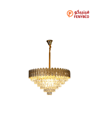 ثريا مودرن ذهبية قطر 80 سم – 15 لمبة E14 بتصميم أنيق وفاخر